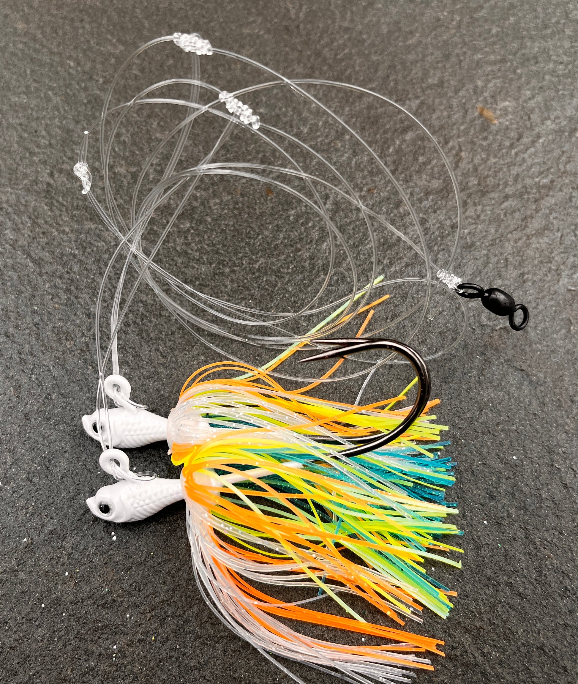Bucktail Teasers with Hook Saltwater, Fishing Teaser Lures Fluke Rig  Flounder Rig Fishing Jig Hooks 5 Colors Black 10pcs