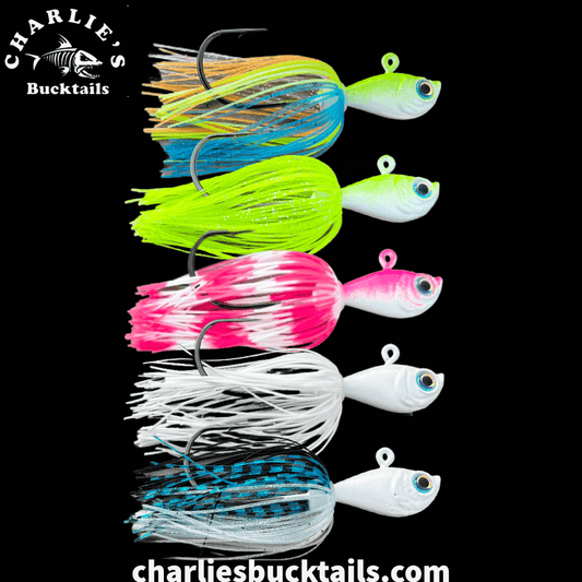 Charlie's Worms Pompano Bucktail Jig in sizes 1/4oz and 3/8oz. Hand-Tied  Fishing Lure for Freshwater Saltwater and Bass Fishing